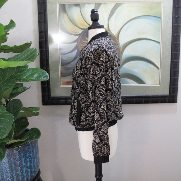 ELODIE Damask Printed Bomber Jacket - Picture 9 of 11